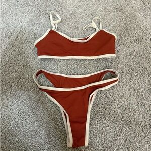 Rust Bikini Set with Cream Trim